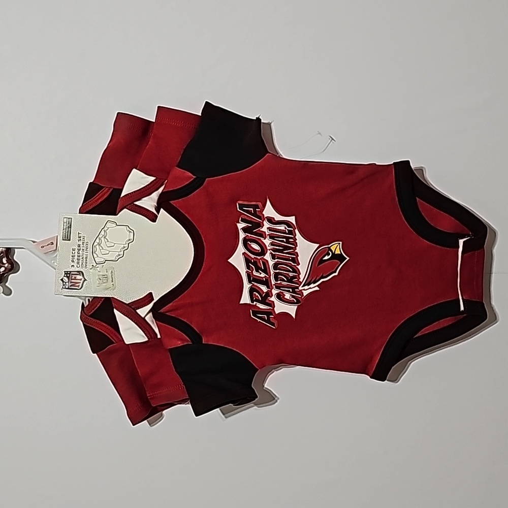 0-3m NFL AZ Cardinals 3 Piece Onesie Set